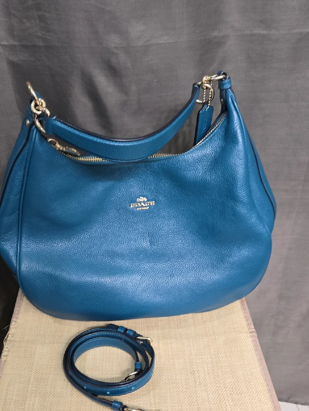 Coach Teal Blue Leather Shoulder Bag